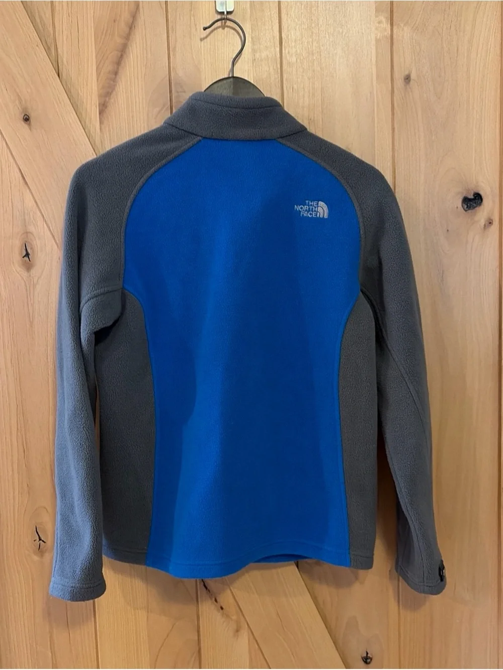 The North Face Boys Full Zip Fleece Jacket Colorblock Blue Gray Large 14/16